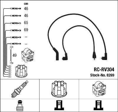 NGK 8269 - Augstsprieguma vadu komplekts www.autospares.lv