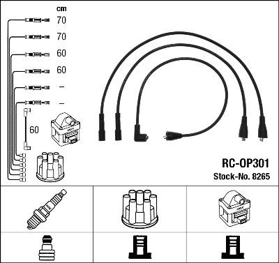 NGK 8265 - Augstsprieguma vadu komplekts www.autospares.lv