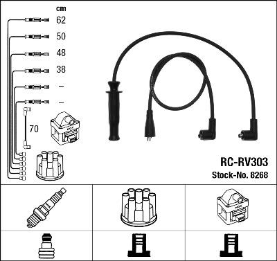 NGK 8268 - Augstsprieguma vadu komplekts www.autospares.lv