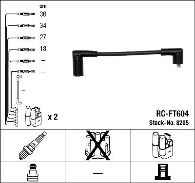 NGK 8205 - Augstsprieguma vadu komplekts www.autospares.lv