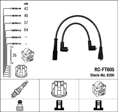 NGK 8206 - Augstsprieguma vadu komplekts www.autospares.lv