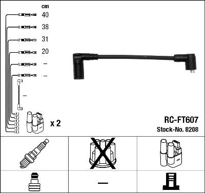 NGK 8208 - Augstsprieguma vadu komplekts www.autospares.lv