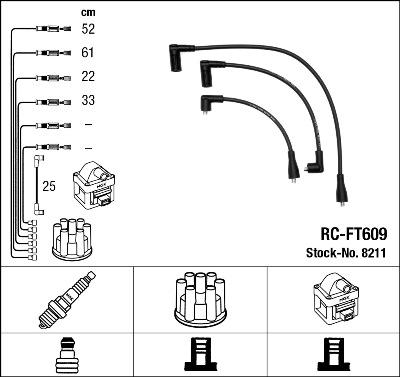 NGK 8211 - Augstsprieguma vadu komplekts www.autospares.lv