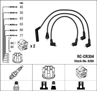 NGK 8286 - Augstsprieguma vadu komplekts www.autospares.lv