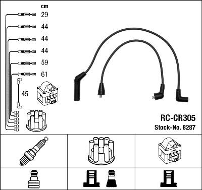 NGK 8287 - Augstsprieguma vadu komplekts www.autospares.lv