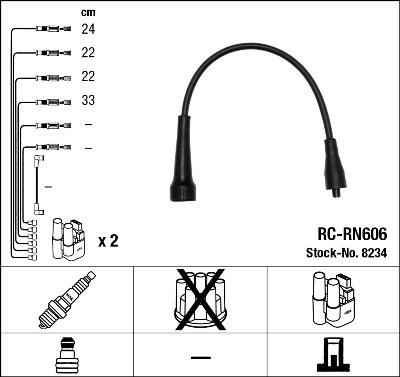 NGK 8234 - Augstsprieguma vadu komplekts www.autospares.lv