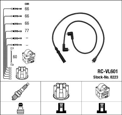 NGK 8223 - Augstsprieguma vadu komplekts www.autospares.lv