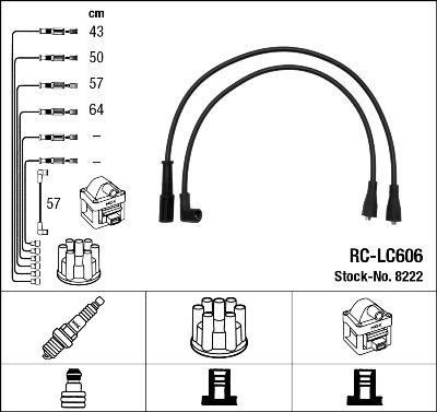 NGK 8222 - Augstsprieguma vadu komplekts www.autospares.lv