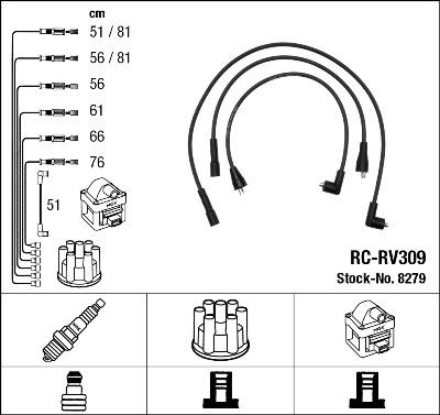 NGK 8279 - Augstsprieguma vadu komplekts www.autospares.lv