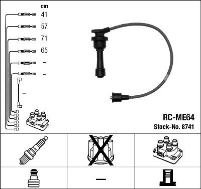 NGK 8741 - Augstsprieguma vadu komplekts autospares.lv