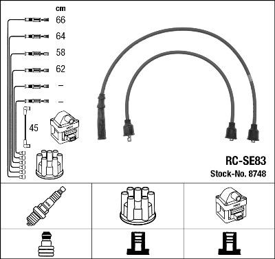 NGK 8748 - Augstsprieguma vadu komplekts www.autospares.lv