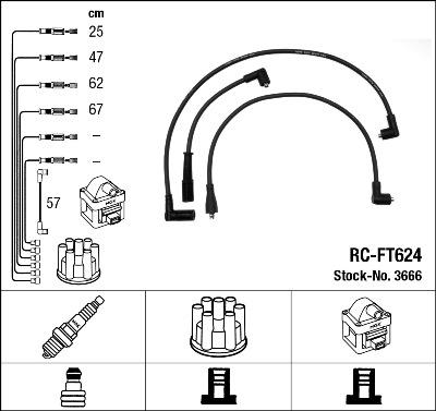 NGK 3666 - Augstsprieguma vadu komplekts www.autospares.lv