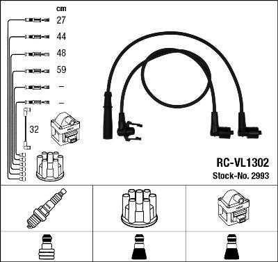 NGK 2993 - Augstsprieguma vadu komplekts www.autospares.lv