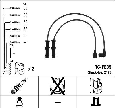 NGK 2478 - Augstsprieguma vadu komplekts www.autospares.lv