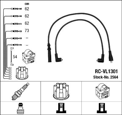 NGK 2564 - Augstsprieguma vadu komplekts autospares.lv