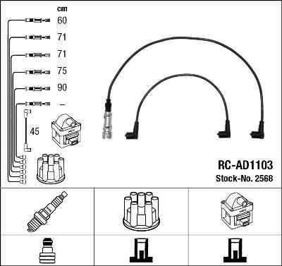 NGK 2568 - Augstsprieguma vadu komplekts www.autospares.lv