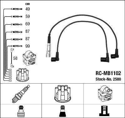 NGK 2580 - Augstsprieguma vadu komplekts www.autospares.lv