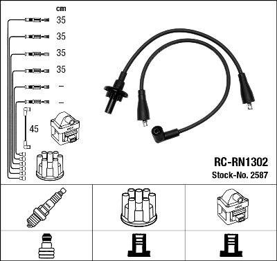 NGK 2587 - Augstsprieguma vadu komplekts www.autospares.lv