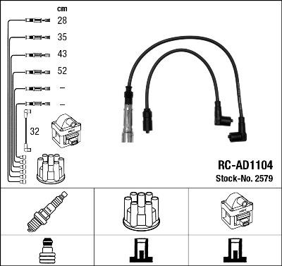 NGK 2579 - Augstsprieguma vadu komplekts www.autospares.lv