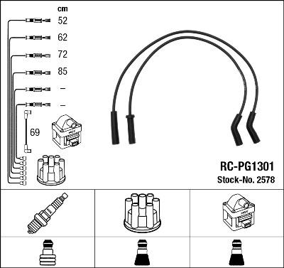 NGK 2578 - Augstsprieguma vadu komplekts www.autospares.lv