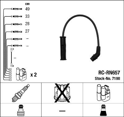 NGK 7198 - Augstsprieguma vadu komplekts www.autospares.lv