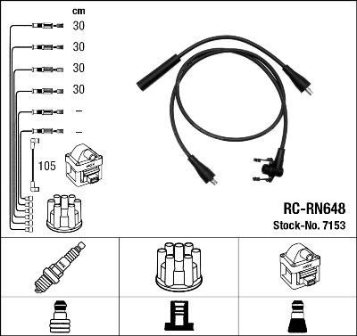 NGK 7153 - Augstsprieguma vadu komplekts www.autospares.lv