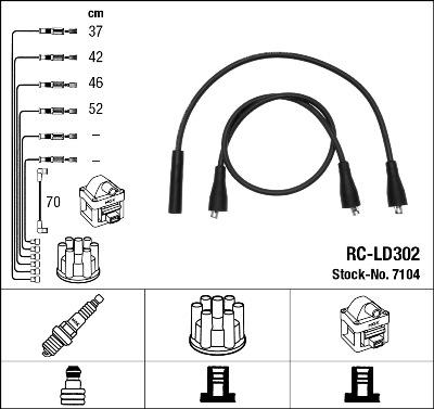 NGK 7104 - Augstsprieguma vadu komplekts www.autospares.lv