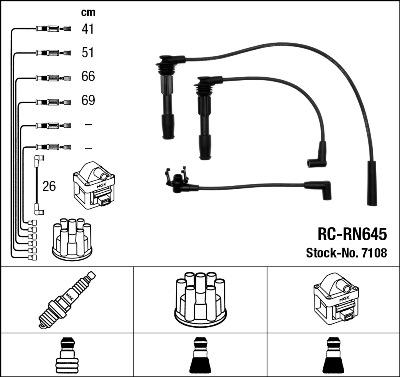 NGK 7108 - Augstsprieguma vadu komplekts www.autospares.lv