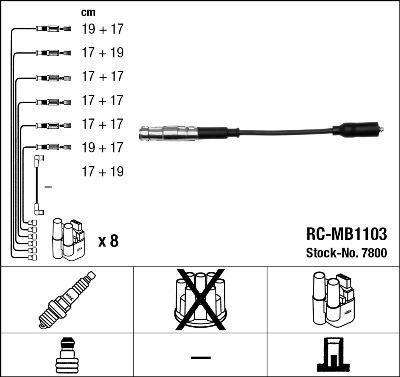 NGK 7800 - Augstsprieguma vadu komplekts www.autospares.lv