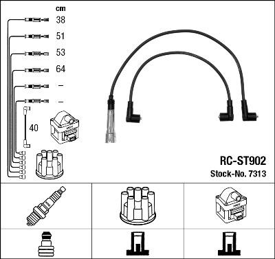 NGK 7313 - Augstsprieguma vadu komplekts www.autospares.lv