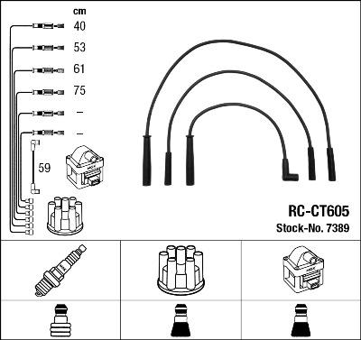 NGK 7389 - Augstsprieguma vadu komplekts www.autospares.lv