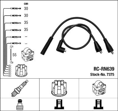 NGK 7375 - Augstsprieguma vadu komplekts www.autospares.lv