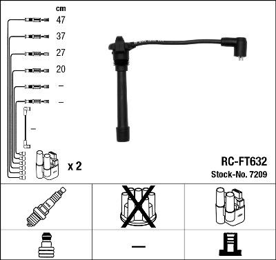 NGK 7209 - Augstsprieguma vadu komplekts www.autospares.lv