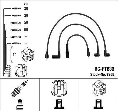 NGK 7205 - Augstsprieguma vadu komplekts www.autospares.lv