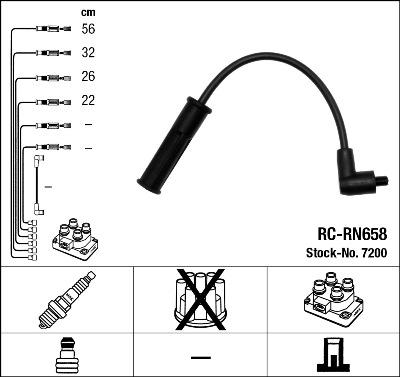 NGK 7200 - Augstsprieguma vadu komplekts www.autospares.lv