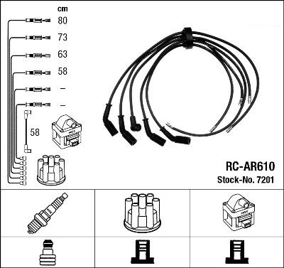 NGK 7201 - Augstsprieguma vadu komplekts www.autospares.lv