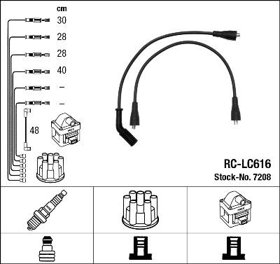 NGK 7208 - Augstsprieguma vadu komplekts www.autospares.lv