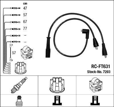 NGK 7203 - Augstsprieguma vadu komplekts www.autospares.lv