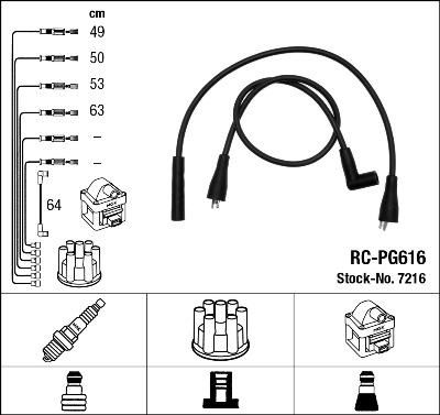 NGK 7216 - Augstsprieguma vadu komplekts www.autospares.lv