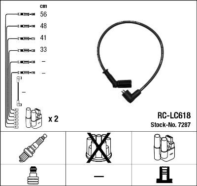 NGK 7287 - Augstsprieguma vadu komplekts www.autospares.lv