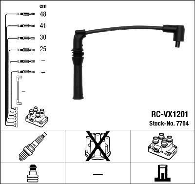 NGK 7704 - Augstsprieguma vadu komplekts www.autospares.lv