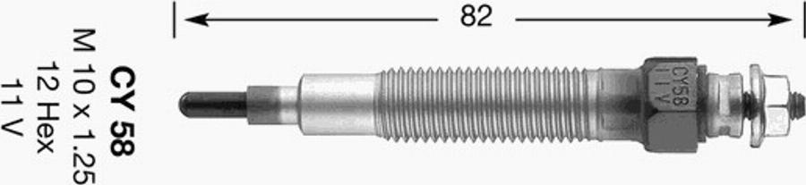 NGK CY58 - Kvēlsvece www.autospares.lv