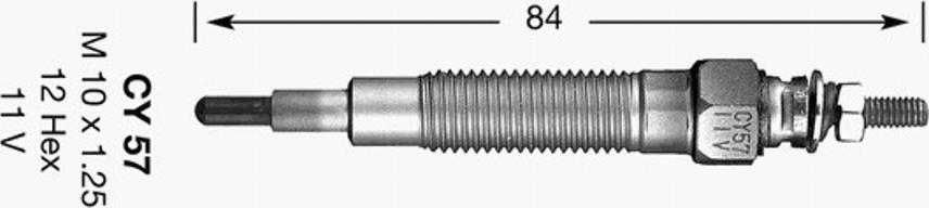 NGK CY57 - Kvēlsvece www.autospares.lv