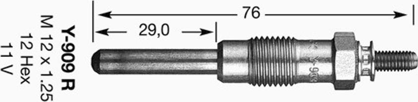 NGK Y-909R - Kvēlsvece autospares.lv