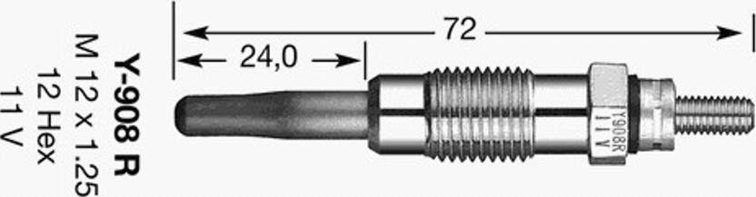 NGK Y-908R - Kvēlsvece autospares.lv