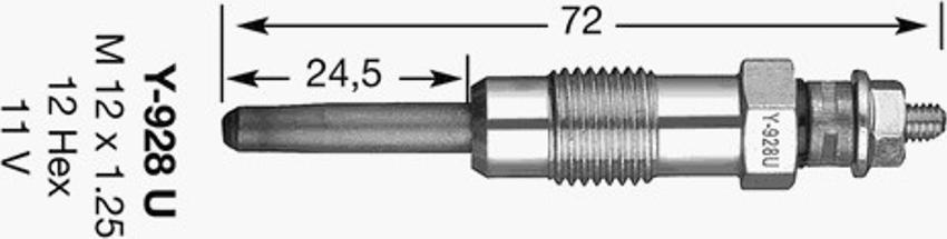 NGK Y-928U - Kvēlsvece autospares.lv