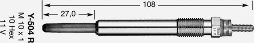 NGK Y-504 R - Kvēlsvece www.autospares.lv