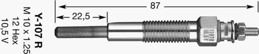 NGK Y 107 R - Kvēlsvece www.autospares.lv