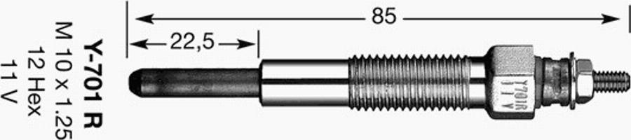 NGK Y-701 R - Kvēlsvece www.autospares.lv