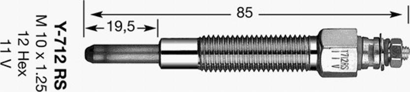 NGK Y-712 RS - Kvēlsvece www.autospares.lv